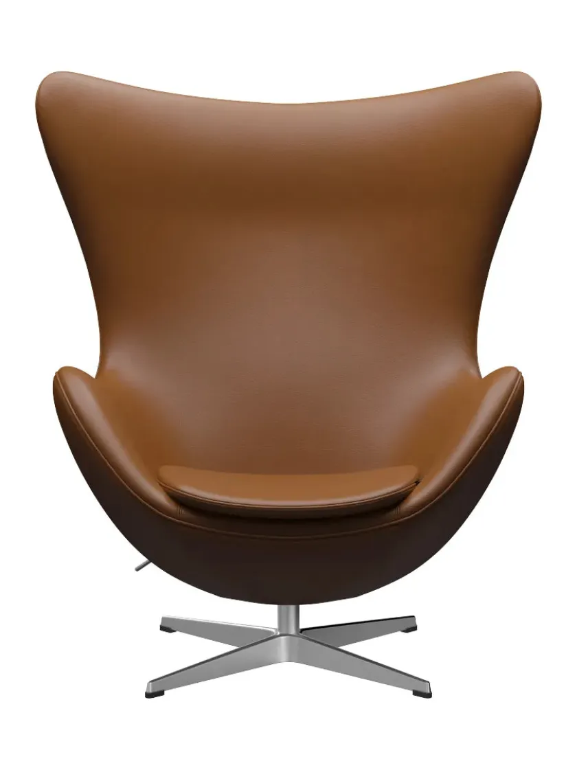 Fritz Hansen 3316 Ægget af Arne Jacobsen læder> Loungestole|Lænestole
