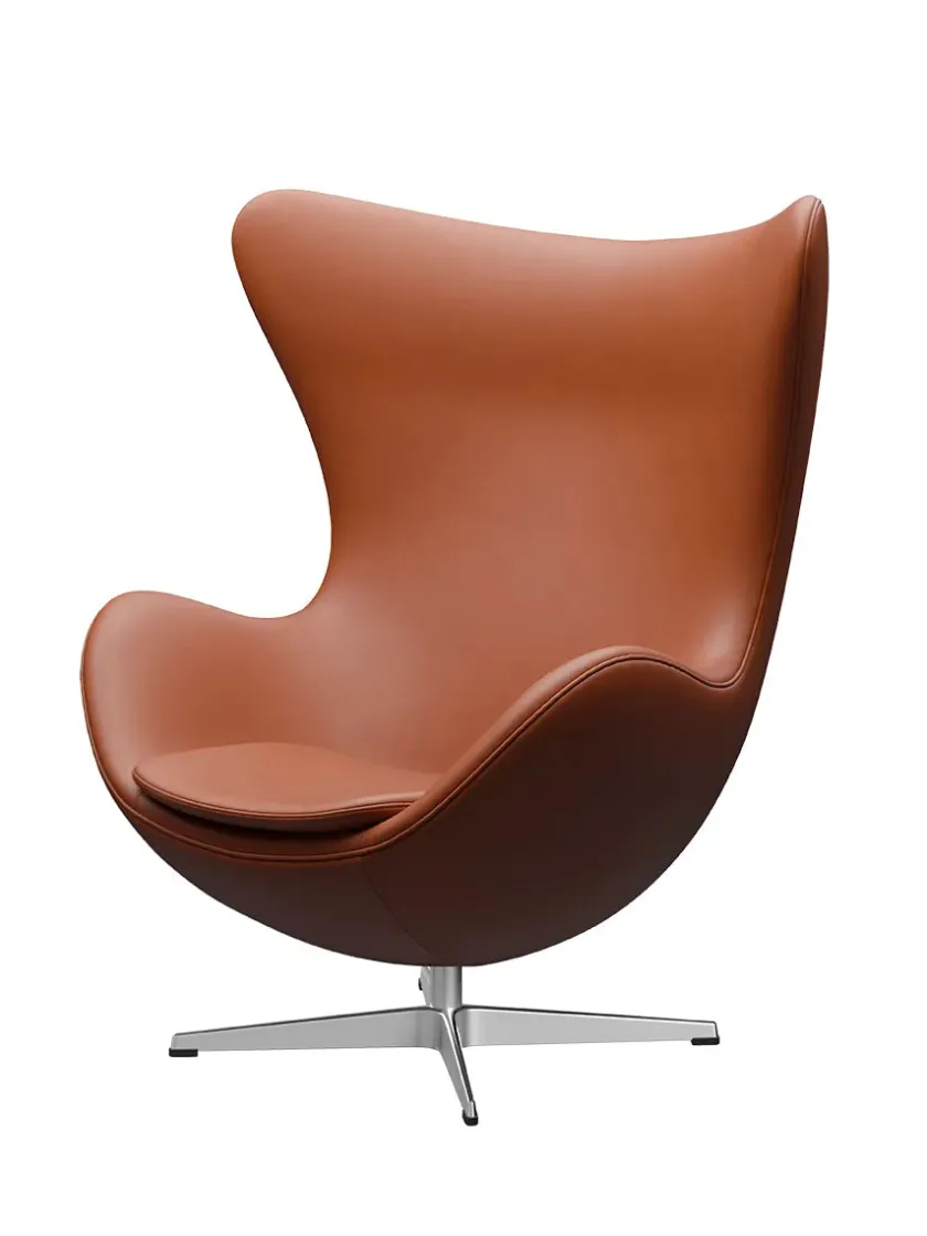 Fritz Hansen 3316 Ægget af Arne Jacobsen læder> Loungestole|Lænestole