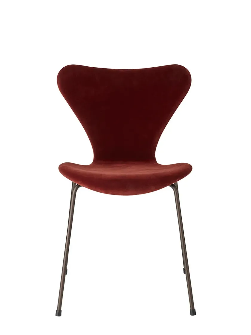 Fritz Hansen 3107 Stol, fuldpolstret velour af Arne Jacobsen> Spisebordsstole