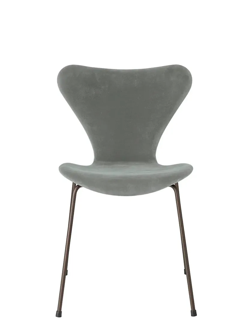 Fritz Hansen 3107 Stol, fuldpolstret velour af Arne Jacobsen> Spisebordsstole