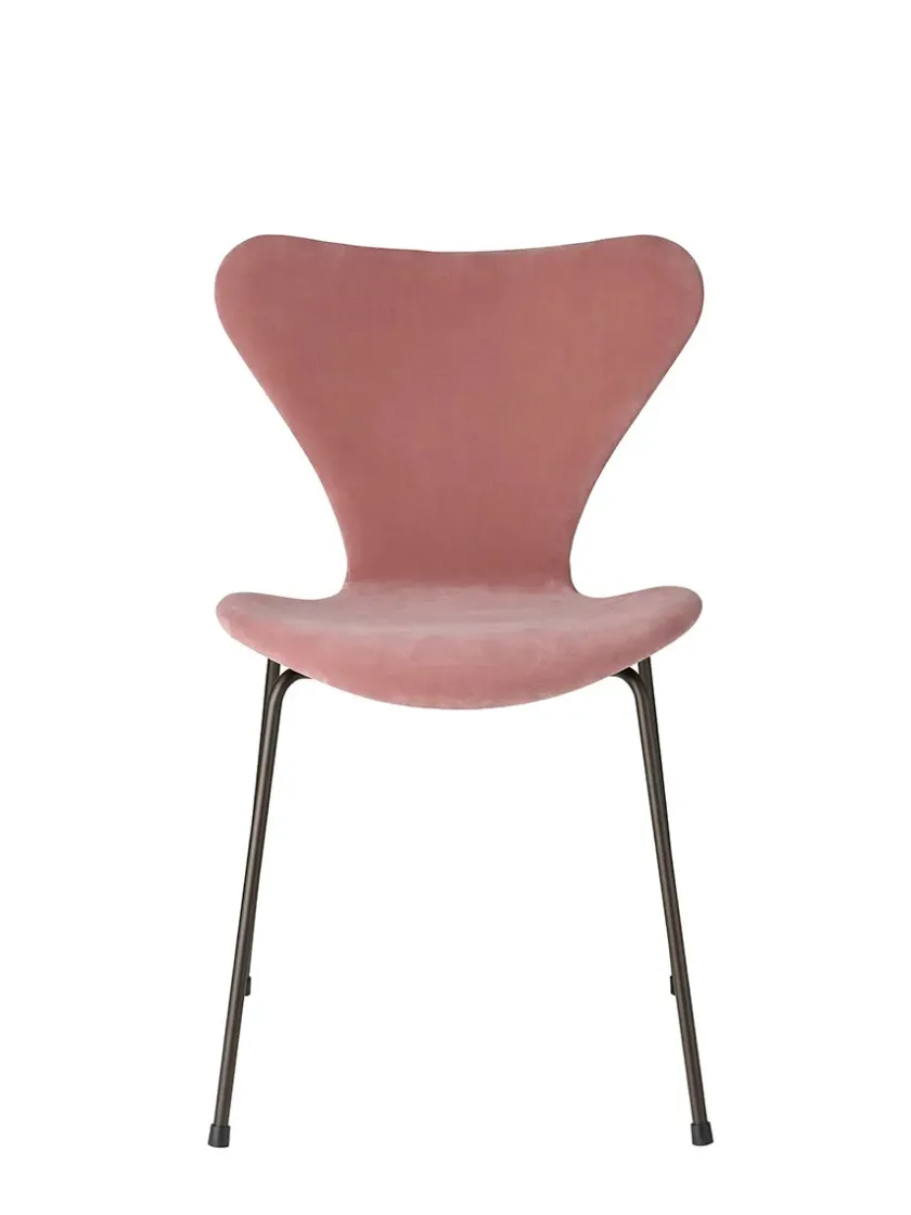 Fritz Hansen 3107 Stol, fuldpolstret velour af Arne Jacobsen> Spisebordsstole