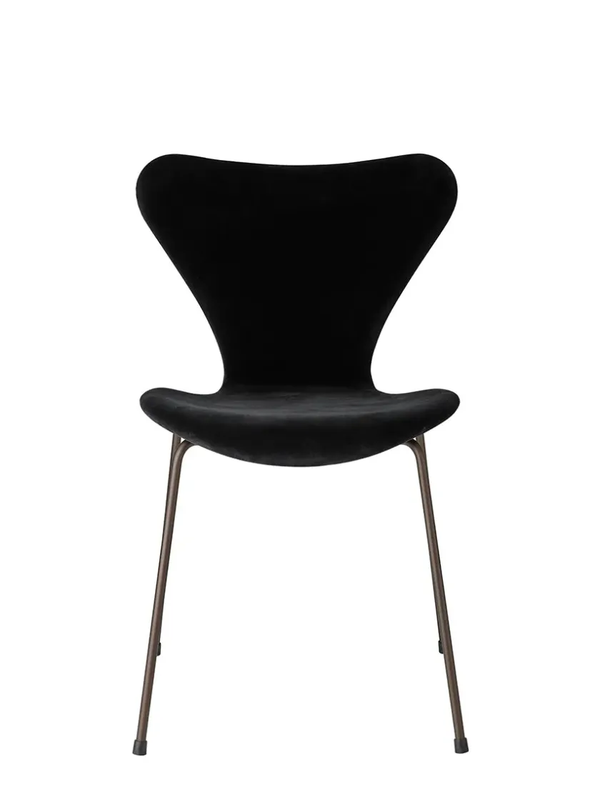 Fritz Hansen 3107 Stol, fuldpolstret velour af Arne Jacobsen> Spisebordsstole
