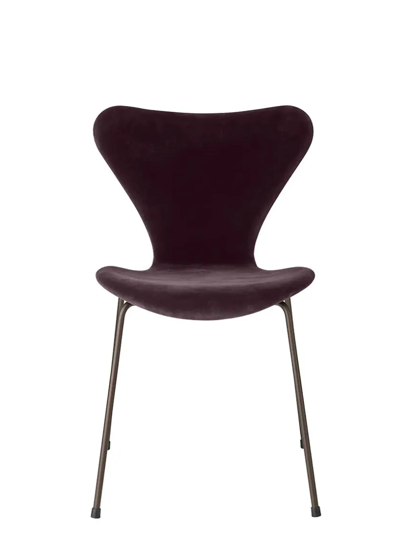 Fritz Hansen 3107 Stol, fuldpolstret velour af Arne Jacobsen> Spisebordsstole