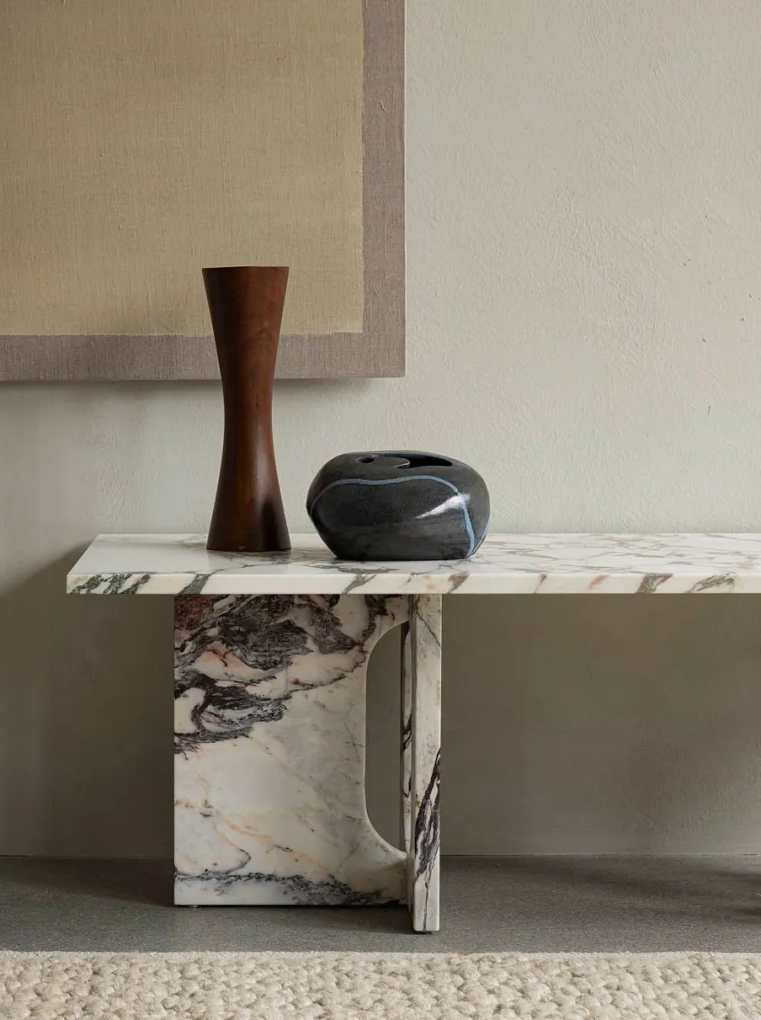Audo Copenhagen Androgyne Lounge Table, grey galaxy marble/wood fra> Sofaborde