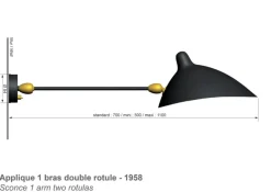 Editions Serge Mouille Big Wall Lamp w/1 Arm, 2 Rotula af Serge Mouille><noscript><img width=