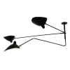 Editions Serge Mouille Ceiling Lamp w/2 Fixed Arms & 1 Curved Rotating Arm af Serge Mouille> Spots