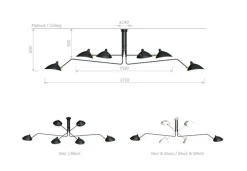 Editions Serge Mouille Ceiling Lamp w/6 Rotating Arms af Serge Mouille><noscript><img width=