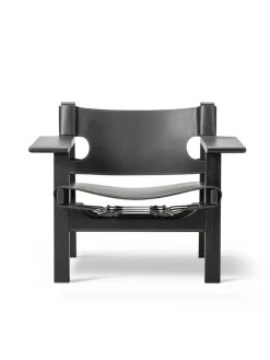 Fredericia Furniture Den Spanske Stol i mørkebrun læder, eg olie af Børge Mogensen><noscript><img width=