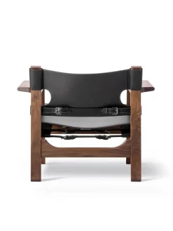 Fredericia Furniture Den Spanske Stol i mørkebrun læder, valnød olie af Børge Mogensen><noscript><img width=