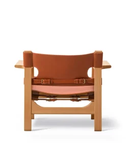 Fredericia Furniture Den Spanske Stol i mørkebrun læder, Røget eg olie af Børge Mogensen><noscript><img width=