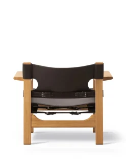Fredericia Furniture Den Spanske Stol i mørkebrun læder, Røget eg olie af Børge Mogensen><noscript><img width=