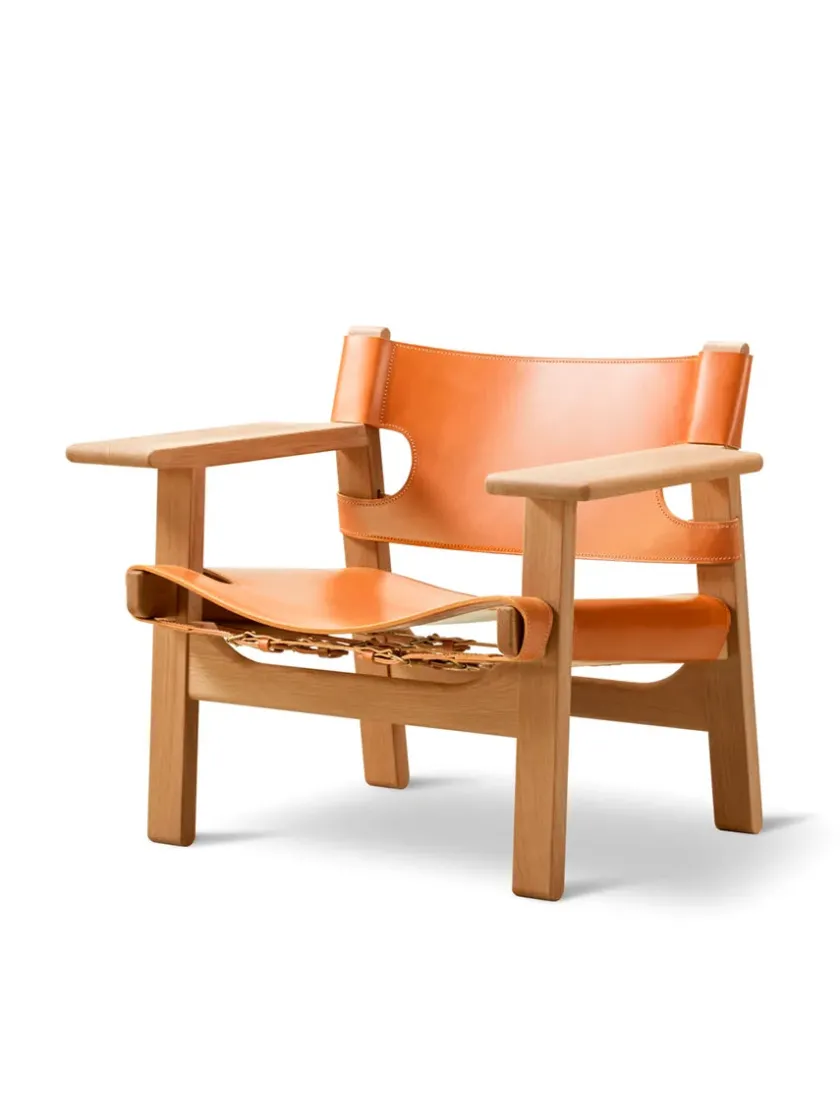 Fredericia Furniture Den Spanske Stol i mørkebrun læder, Røget eg olie af Børge Mogensen> Lænestole