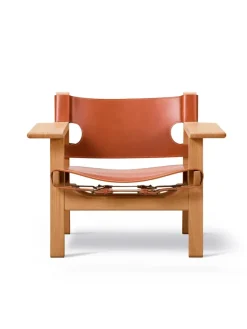 Fredericia Furniture Den Spanske Stol i sort læder, valnød olie af Børge Mogensen><noscript><img width=