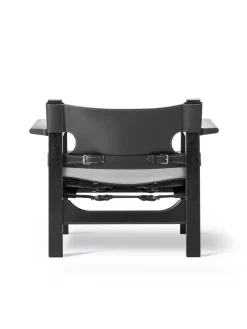 Fredericia Furniture Den Spanske Stol i sort læder, eg sort lak af Børge Mogensen><noscript><img width=