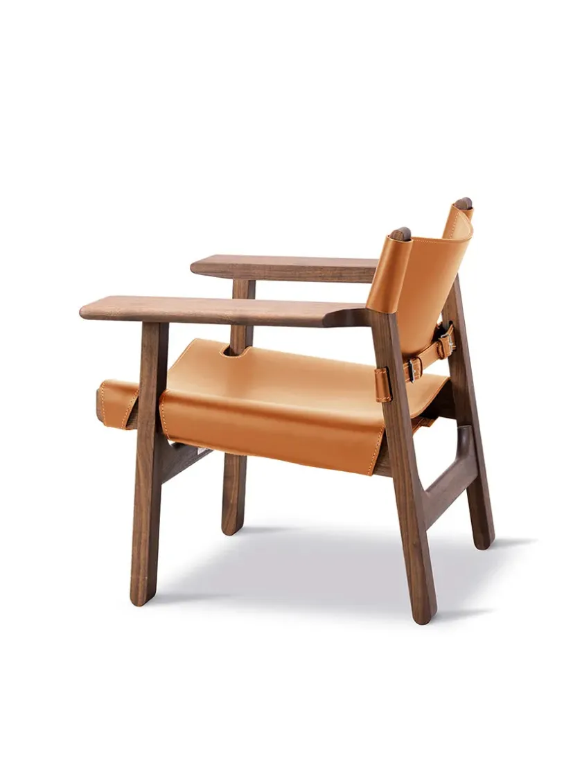 Fredericia Furniture Den Spanske Stol i sort læder, eg sort lak af Børge Mogensen> Lænestole