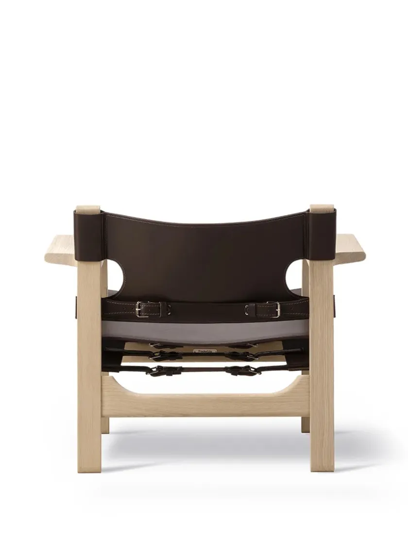 Fredericia Furniture Den Spanske Stol i sort læder, eg sort lak af Børge Mogensen> Lænestole