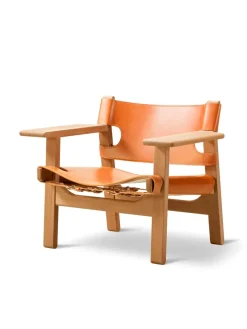 Fredericia Furniture Den Spanske Stol i sort læder, eg sort lak af Børge Mogensen><noscript><img width=