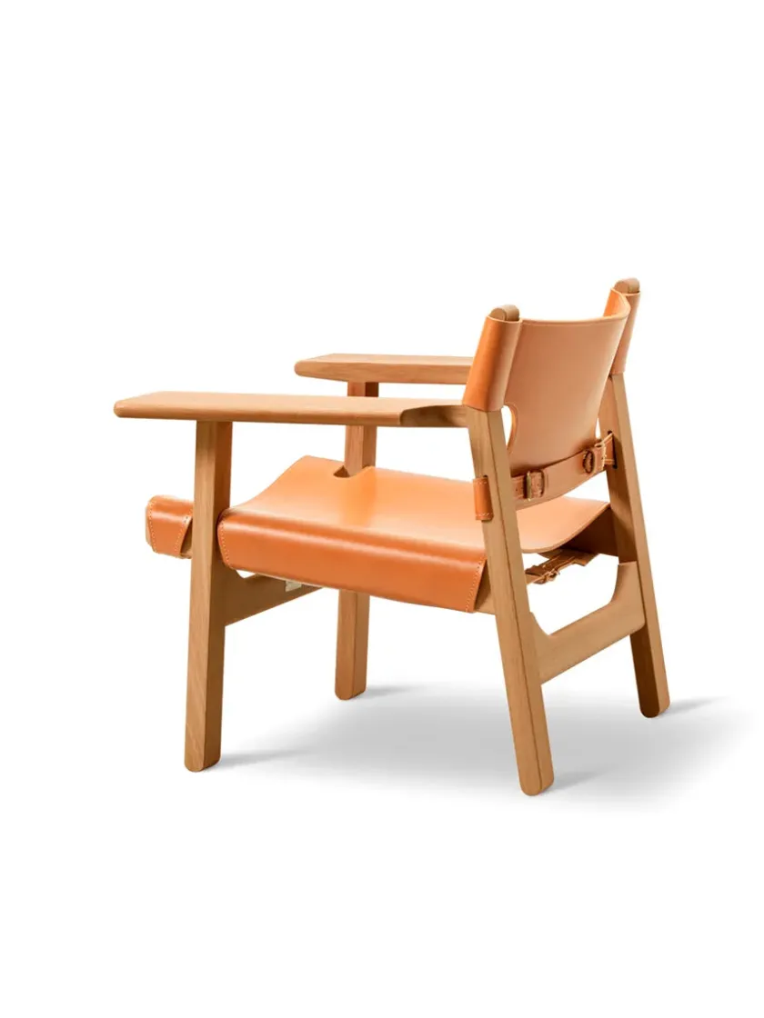 Fredericia Furniture Den Spanske Stol i sort læder, eg sort lak af Børge Mogensen> Lænestole