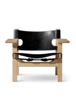 Fredericia Furniture Den Spanske Stol i sort læder, eg sort lak af Børge Mogensen><noscript><img width=