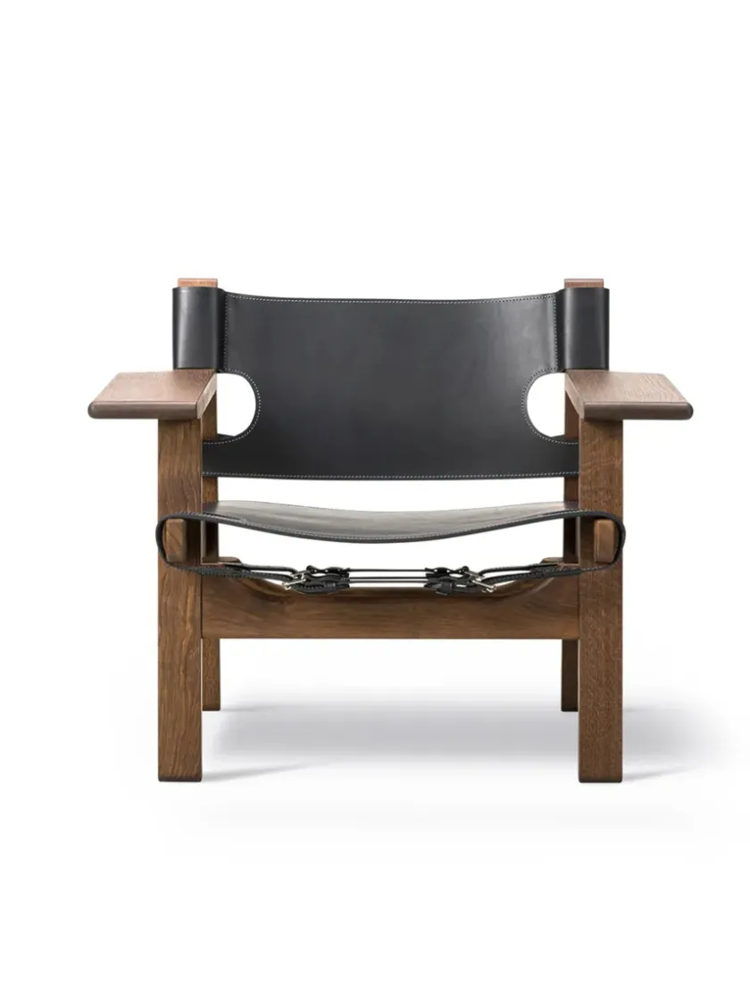 Fredericia Furniture Den Spanske Stol i sort læder, røget eg olie af Børge Mogensen> Lænestole