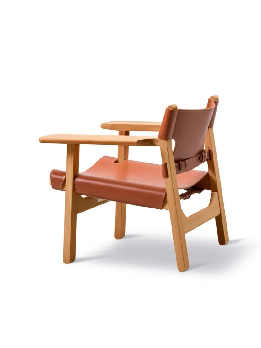 Fredericia Furniture Den Spanske Stol i sort læder, røget eg olie af Børge Mogensen> Lænestole