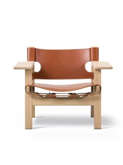 Fredericia Furniture Den Spanske Stol i sort læder, røget eg olie af Børge Mogensen><noscript><img width=