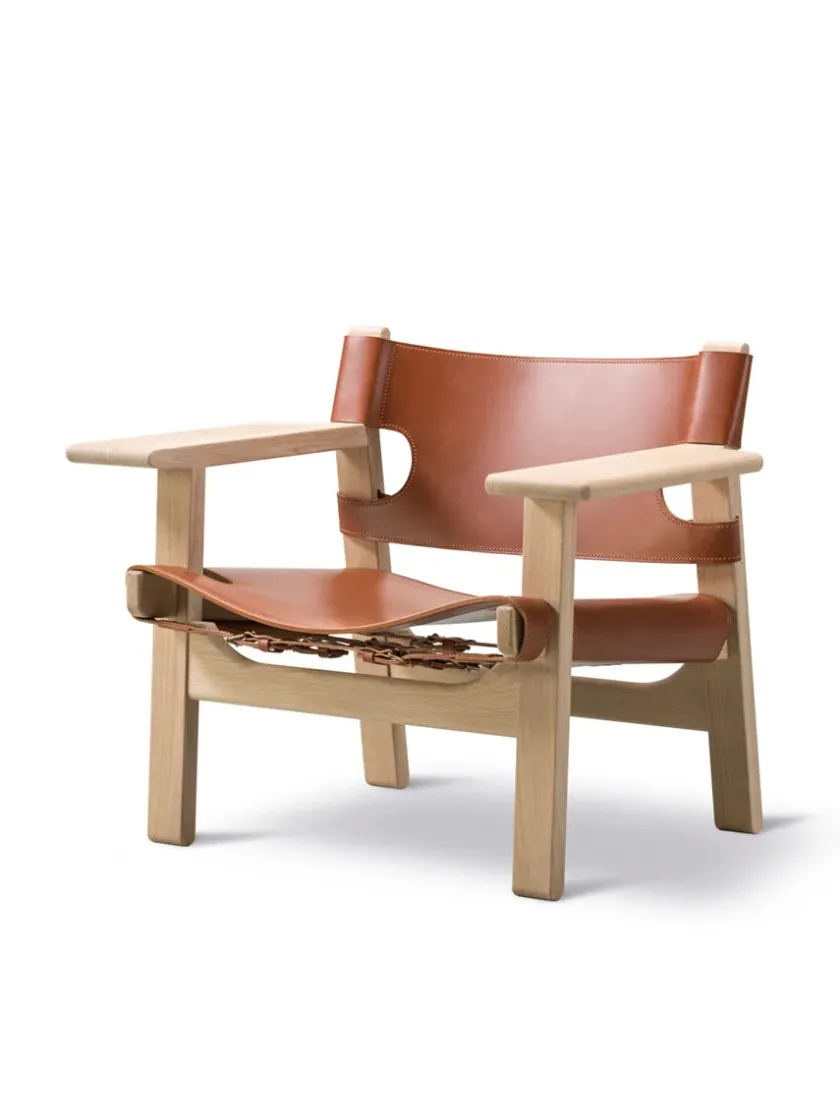 Fredericia Furniture Den Spanske Stol i sort læder, røget eg olie af Børge Mogensen> Lænestole