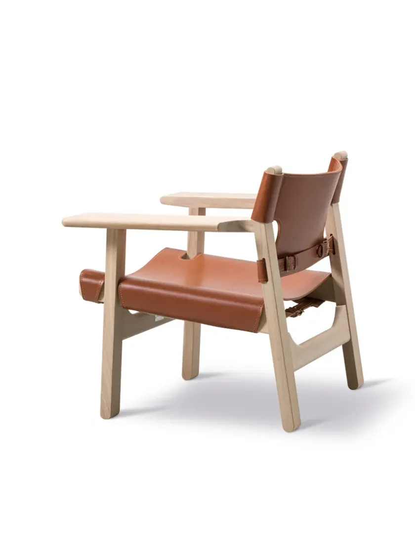 Fredericia Furniture Den Spanske Stol i sort læder, røget eg olie af Børge Mogensen> Lænestole