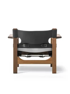 Fredericia Furniture Den Spanske Stol i sort læder, røget eg olie af Børge Mogensen><noscript><img width=