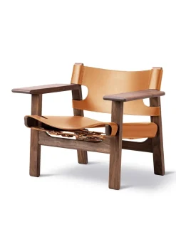 Fredericia Furniture Den Spanske Stol i sort læder, røget eg olie af Børge Mogensen><noscript><img width=