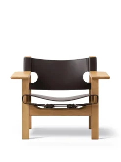 Fredericia Furniture Den Spanske Stol i sort læder, røget eg olie af Børge Mogensen><noscript><img width=
