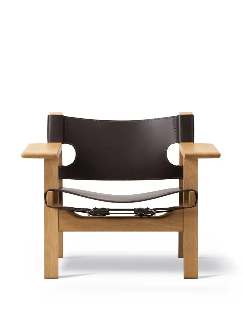 Fredericia Furniture Den Spanske Stol i sort læder, røget eg olie af Børge Mogensen> Lænestole