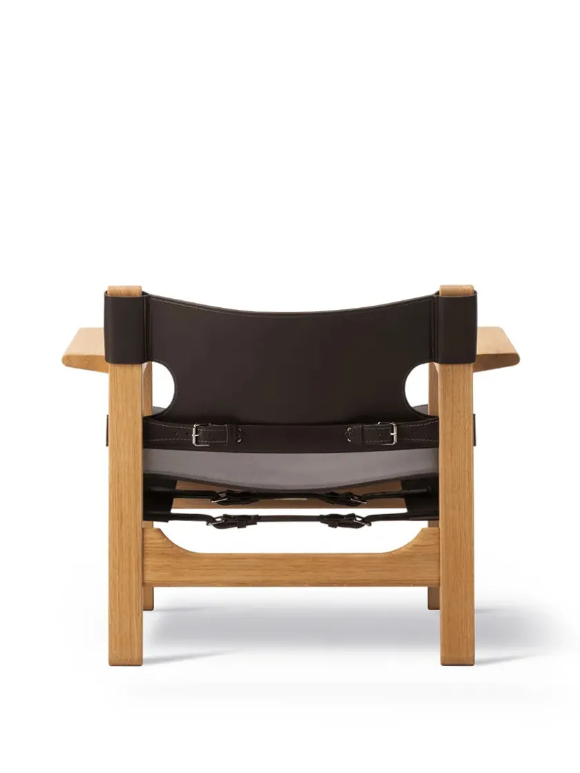 Fredericia Furniture Den Spanske Stol i sort læder, røget eg olie af Børge Mogensen> Lænestole