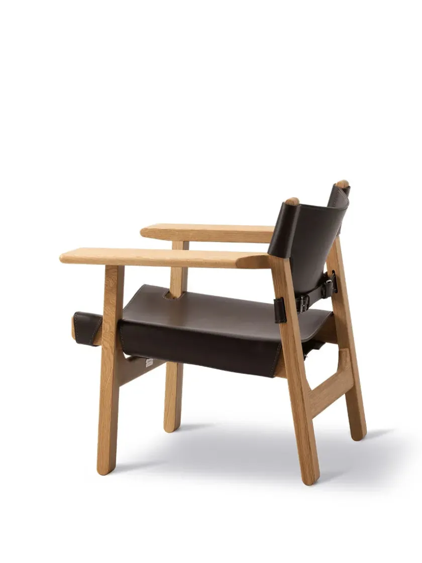 Fredericia Furniture Den Spanske Stol i sort læder, røget eg olie af Børge Mogensen> Lænestole