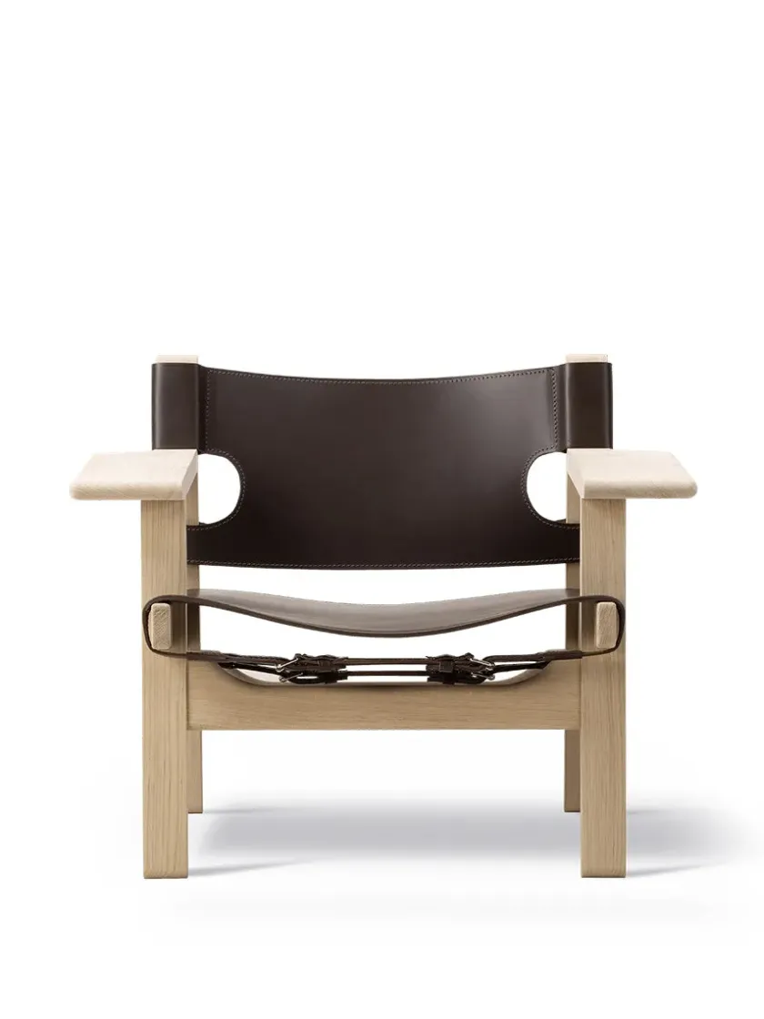 Fredericia Furniture Den Spanske Stol i sort læder, røget eg olie af Børge Mogensen> Lænestole