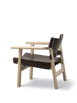 Fredericia Furniture Den Spanske Stol i sort læder, røget eg olie af Børge Mogensen><noscript><img width=