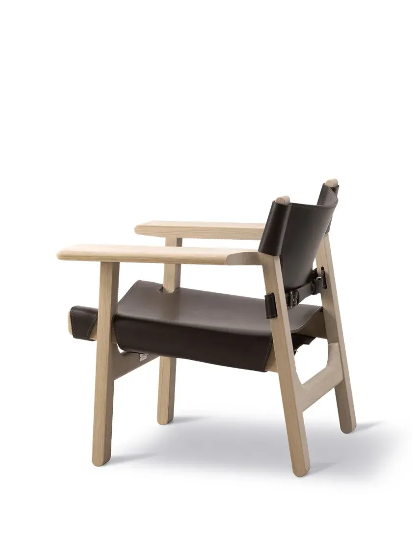 Fredericia Furniture Den Spanske Stol i sort læder, røget eg olie af Børge Mogensen> Lænestole