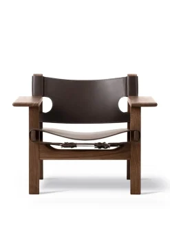 Fredericia Furniture Den Spanske Stol i sort læder, røget eg olie af Børge Mogensen><noscript><img width=
