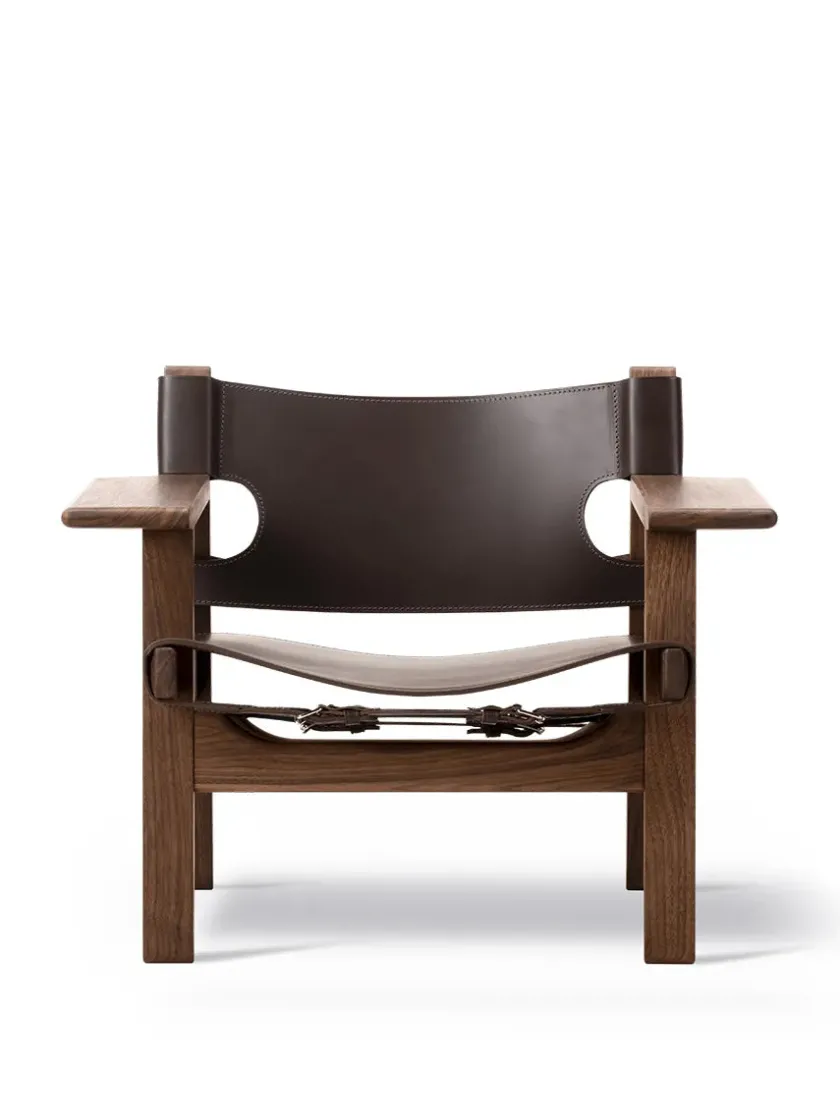 Fredericia Furniture Den Spanske Stol i sort læder, røget eg olie af Børge Mogensen> Lænestole