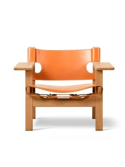 Fredericia Furniture Den Spanske Stol i sort læder, røget eg olie af Børge Mogensen><noscript><img width=