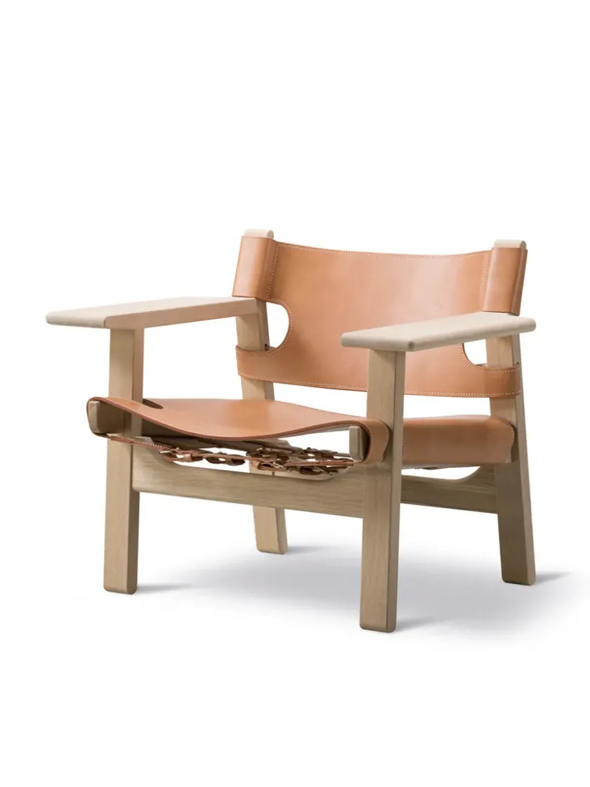 Fredericia Furniture Den Spanske Stol i sort læder, røget eg olie af Børge Mogensen> Lænestole
