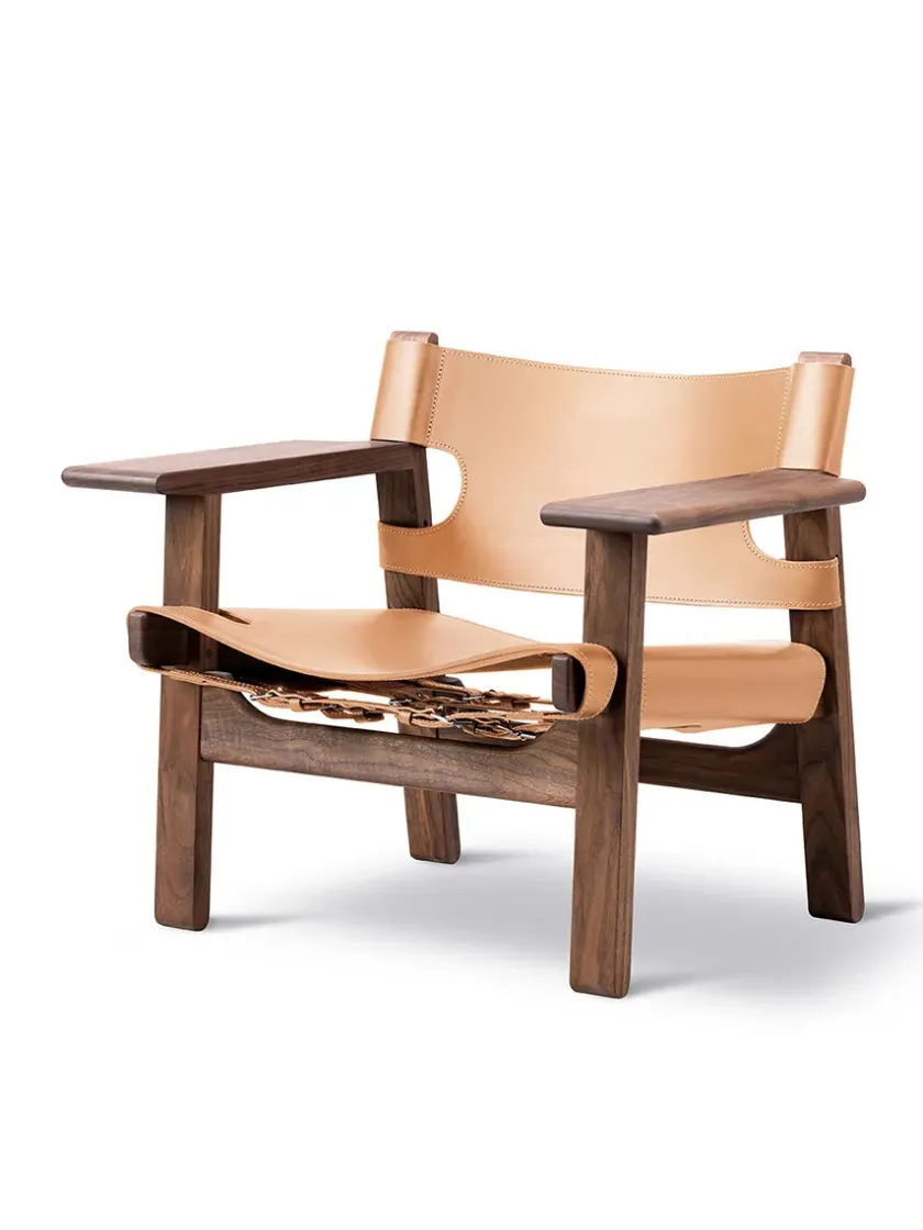 Fredericia Furniture Den Spanske Stol i sort læder, røget eg olie af Børge Mogensen> Lænestole