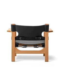 Fredericia Furniture Den Spanske Stol i sort læder, røget eg olie af Børge Mogensen><noscript><img width=