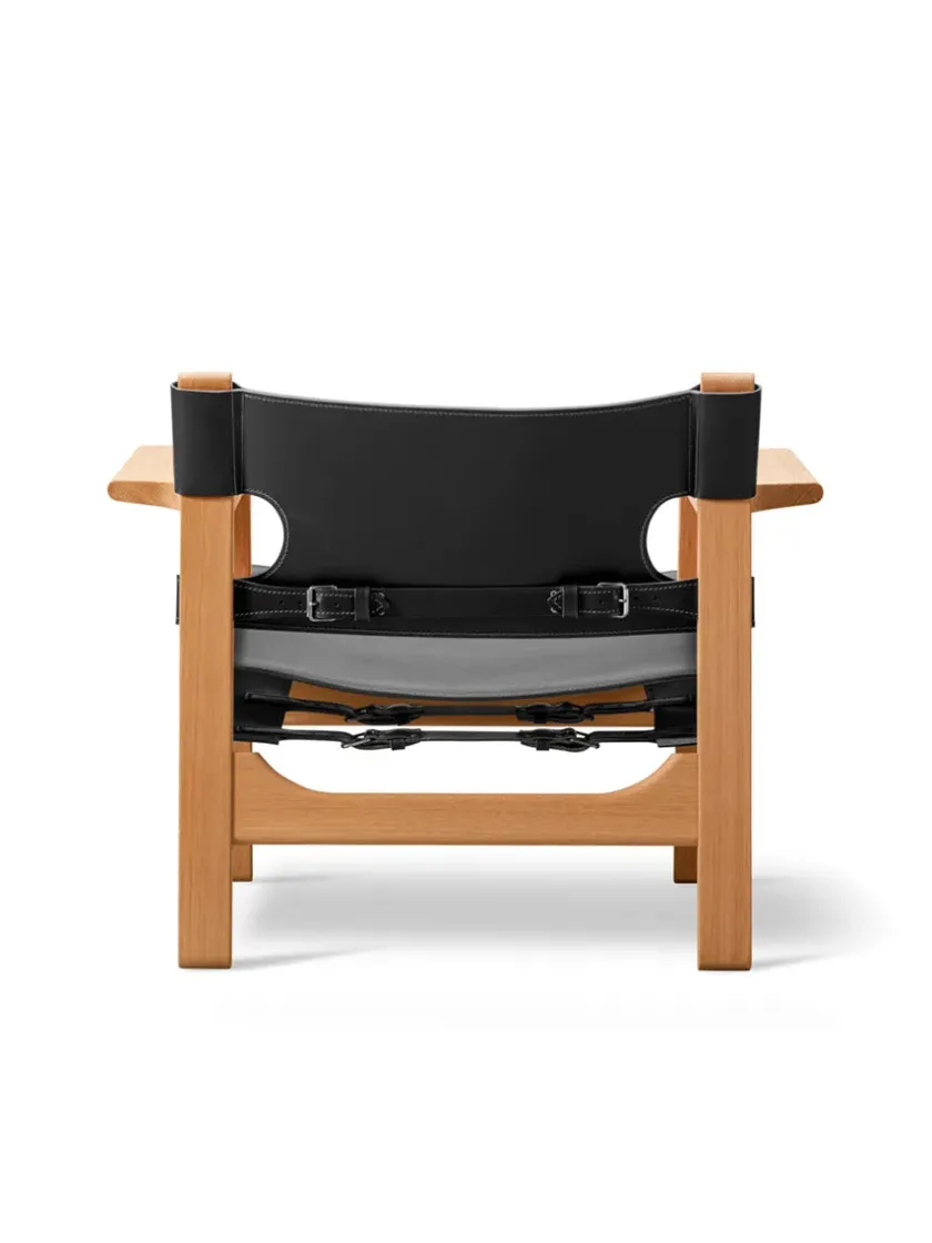 Fredericia Furniture Den Spanske Stol i sort læder, røget eg olie af Børge Mogensen> Lænestole