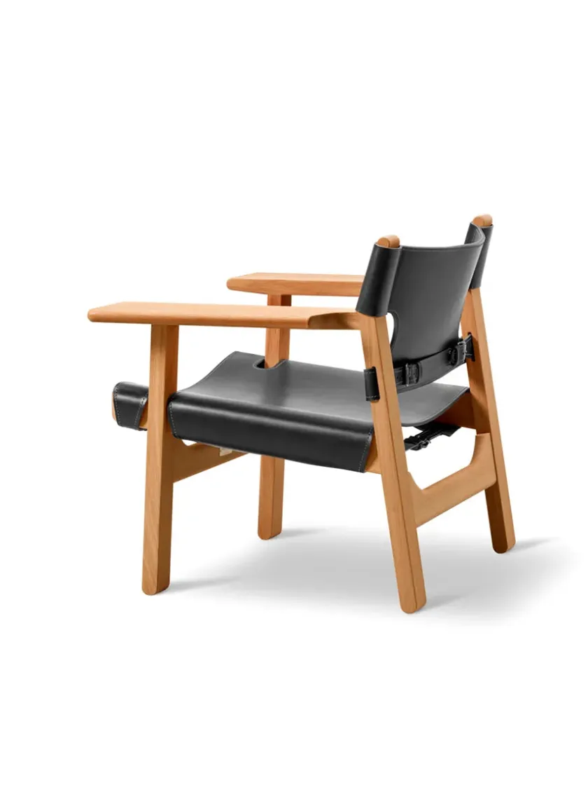 Fredericia Furniture Den Spanske Stol i sort læder, røget eg olie af Børge Mogensen> Lænestole