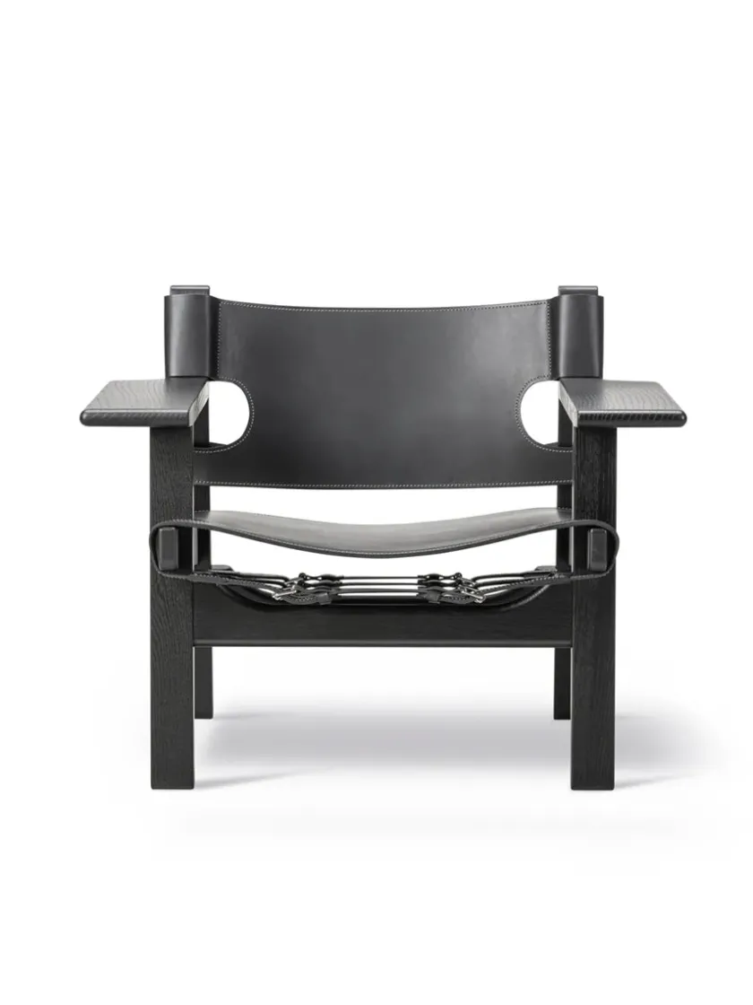 Fredericia Furniture Den Spanske Stol i sort læder, røget eg olie af Børge Mogensen> Lænestole