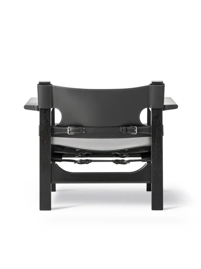 Fredericia Furniture Den Spanske Stol i sort læder, røget eg olie af Børge Mogensen> Lænestole