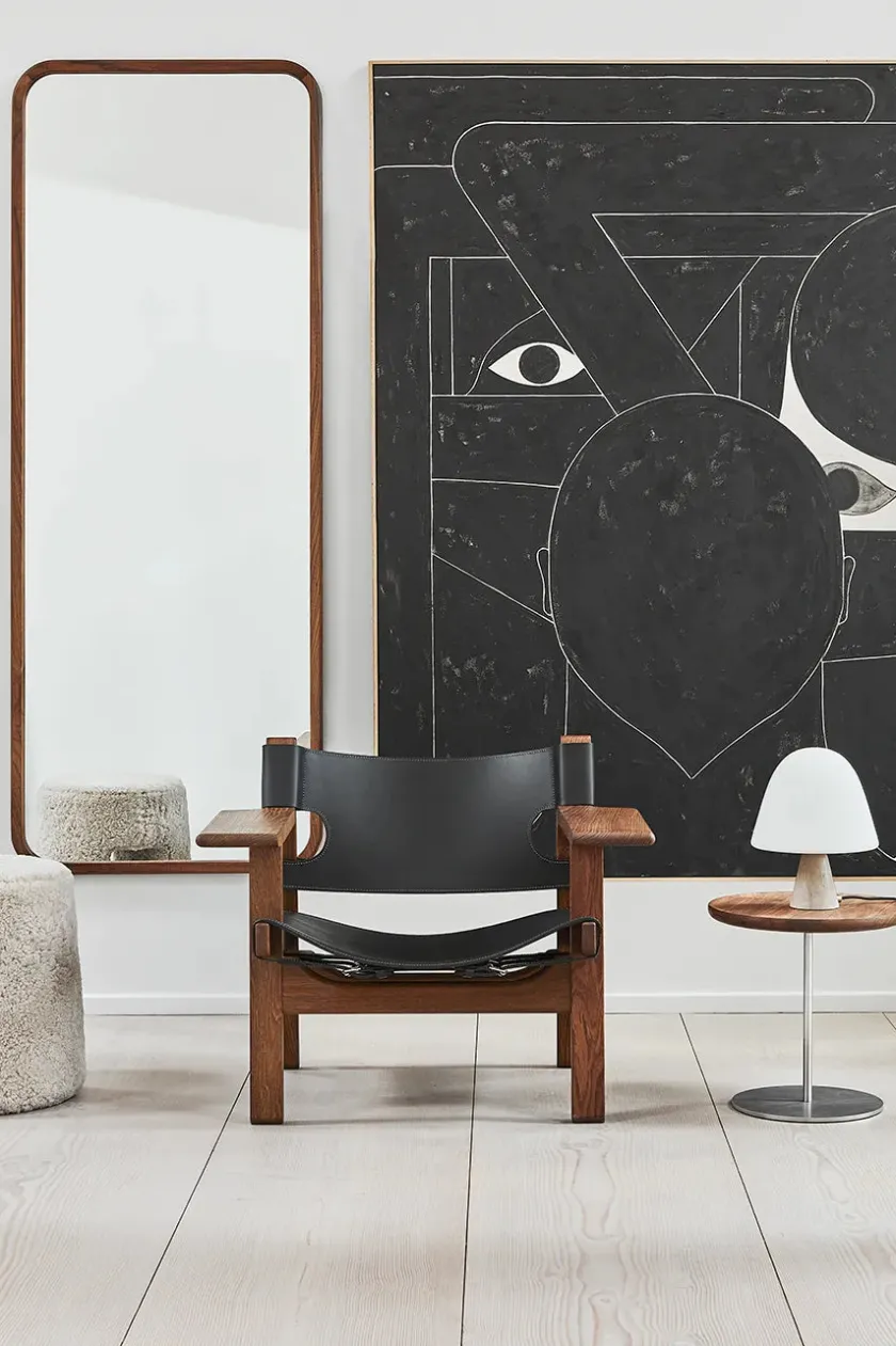 Fredericia Furniture Den Spanske Stol i sort læder, røget eg olie af Børge Mogensen> Lænestole