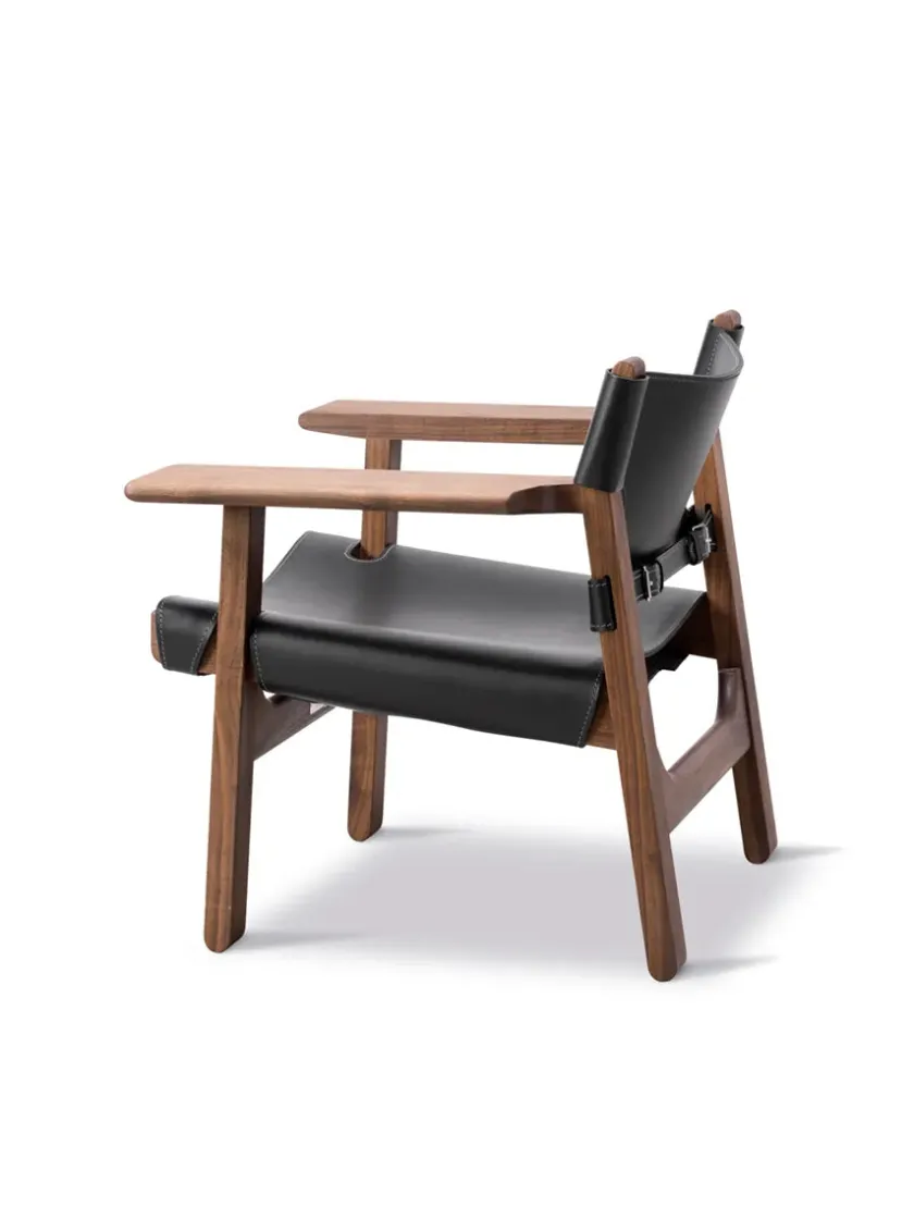 Fredericia Furniture Den Spanske Stol i sort læder, røget eg olie af Børge Mogensen> Lænestole