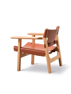 Fredericia Furniture Den Spanske Stol i sort læder, røget eg olie af Børge Mogensen><noscript><img width=